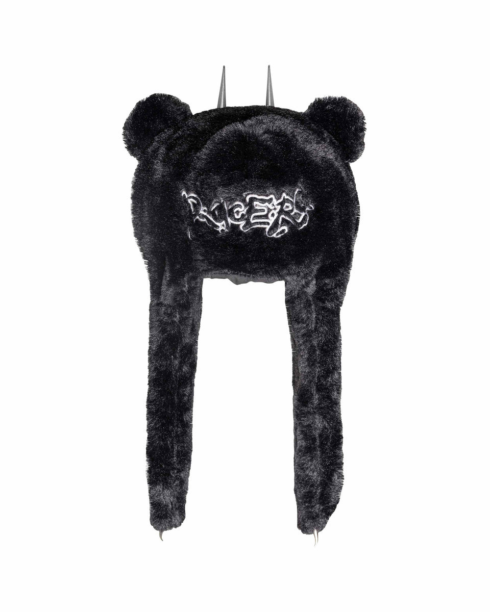 RACER WORLDWIDE】Black Plush Bear Bag-