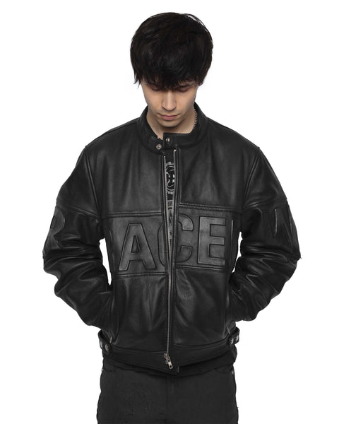 Black Embossed Leather Jacket