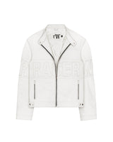 White Embossed Leather Jacket