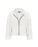 White Embossed Leather Jacket