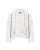 White Embossed Leather Jacket