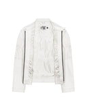 White Embossed Leather Jacket