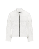 White Embossed Leather Jacket