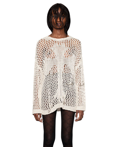 Beige Cross Net Sweater – Racer Worldwide